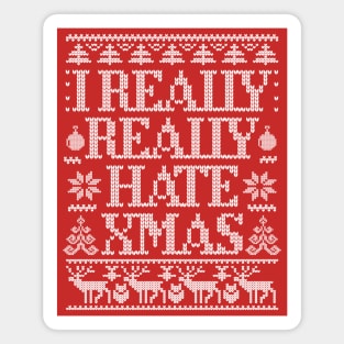 I Really Hate Christmas Ugly Christmas Sweater Design Magnet